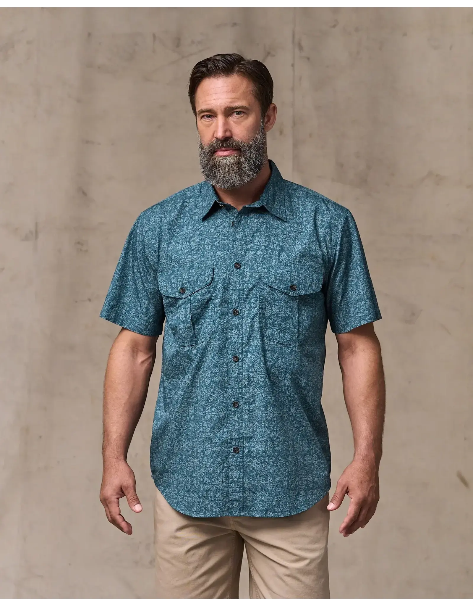 Filson FIlson Washed Short Sleeve Feather Cloth Shirt Blue Print