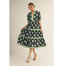 Taisa Black Flower Dress