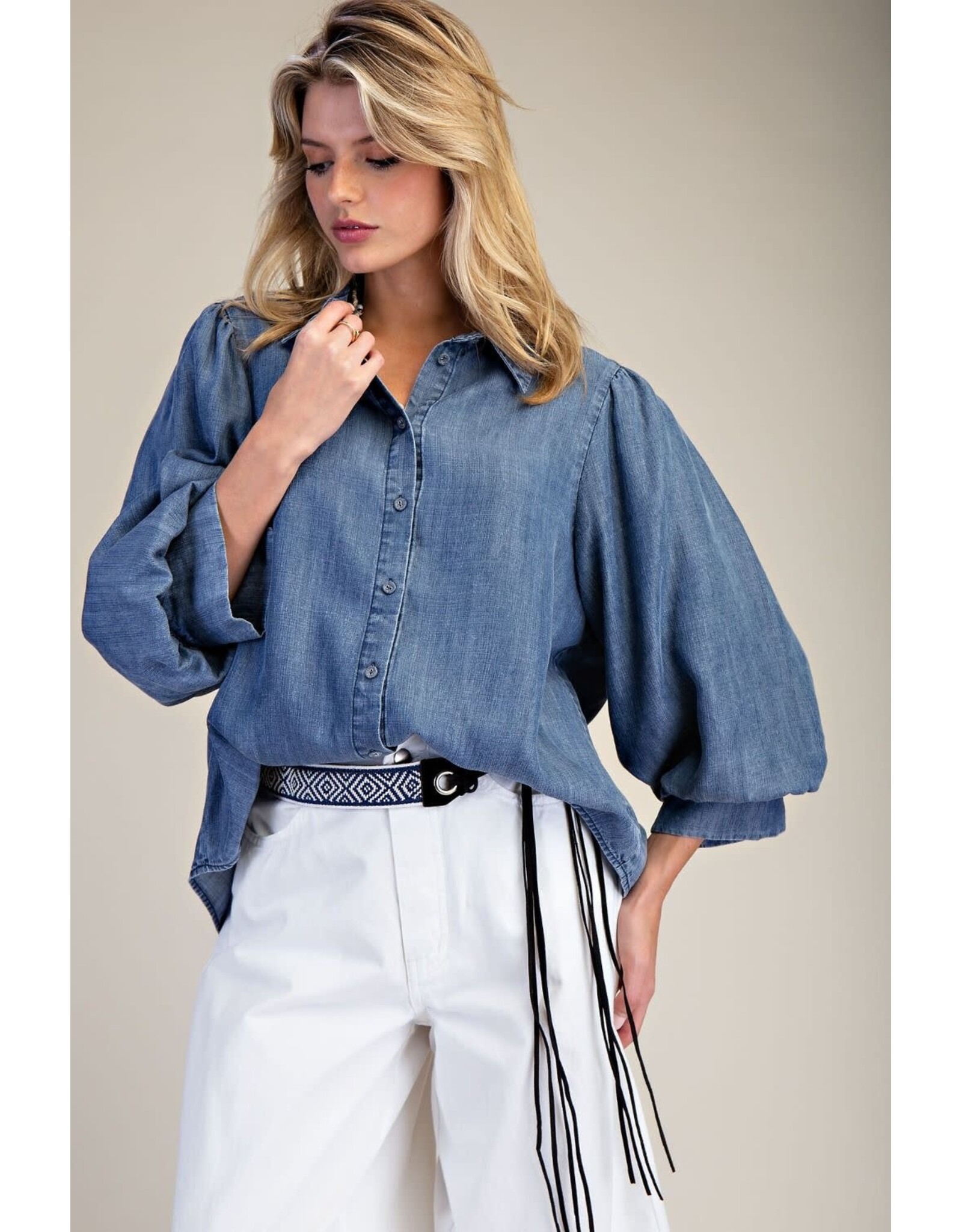 Skylar Tencel 3/4 Sleeve Denim Top
