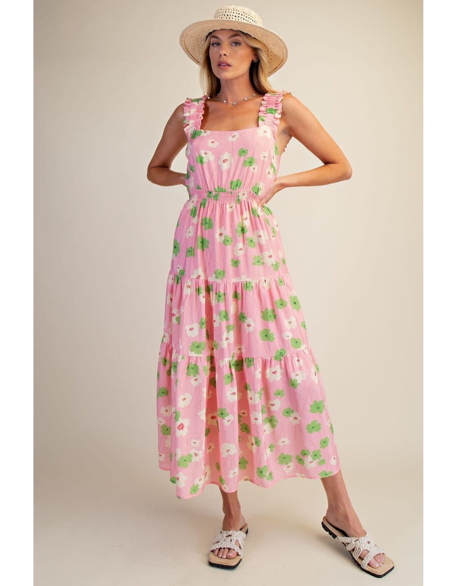 Serenity Pink Floral Midi Dress