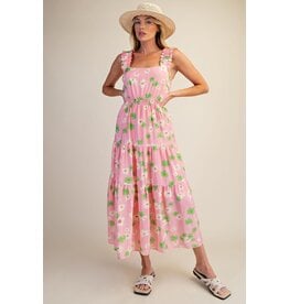 Serenity Pink Floral Midi Dress