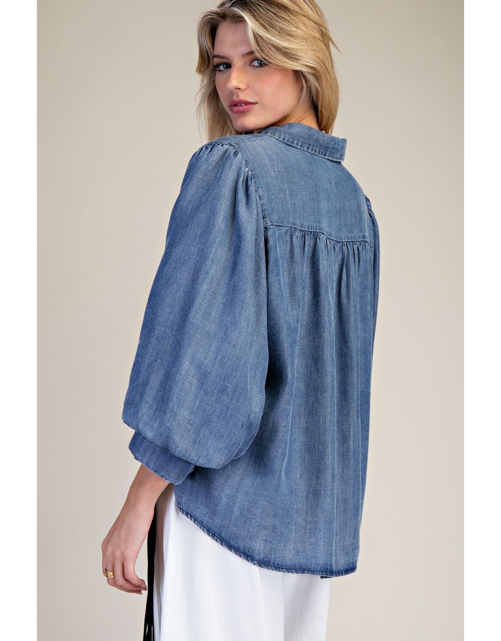 Skylar Tencel 3/4 Sleeve Denim Top