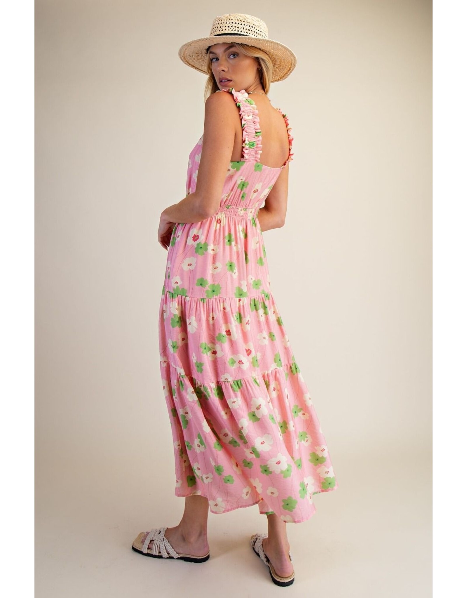 Serenity Pink Floral Midi Dress