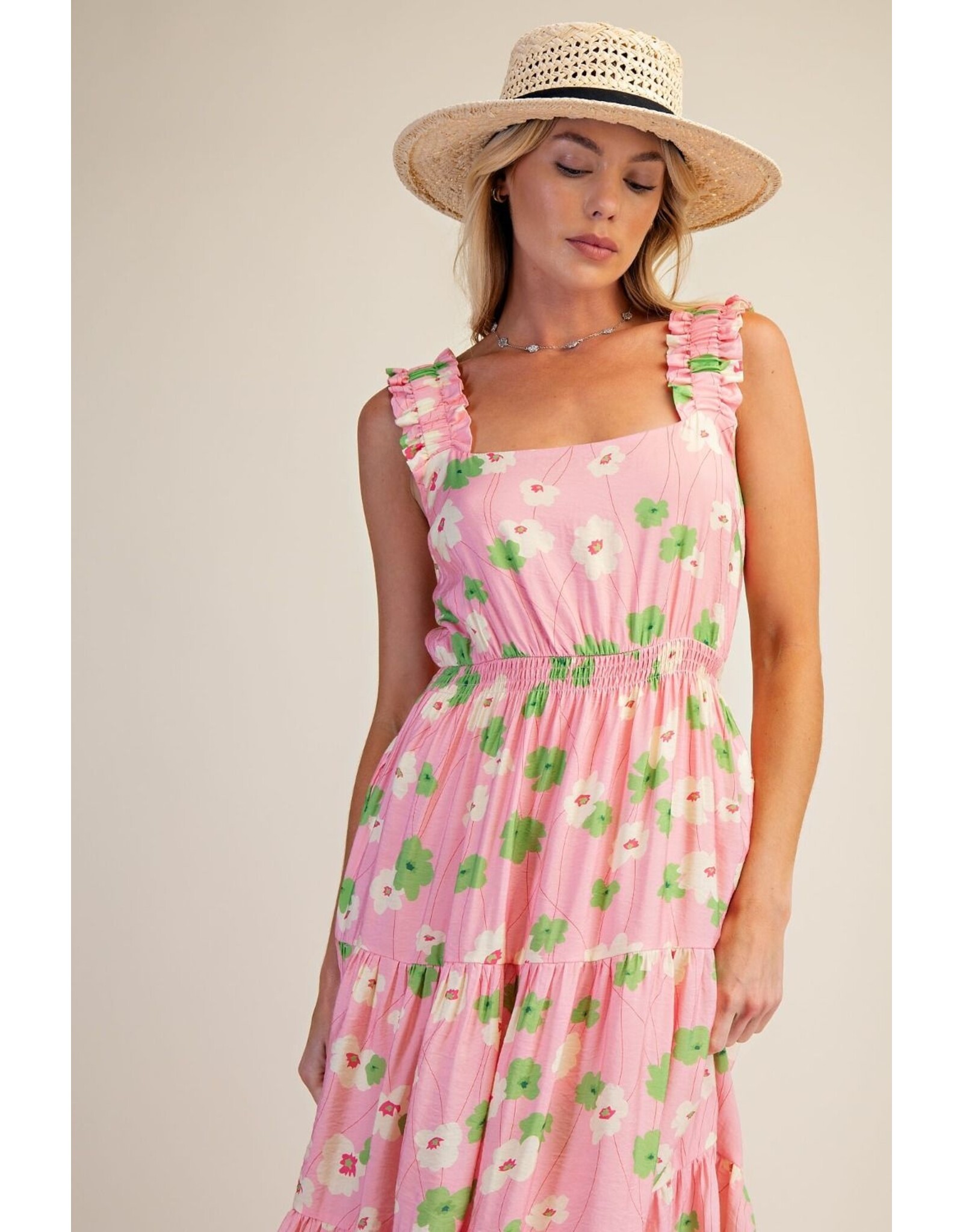 Serenity Pink Floral Midi Dress
