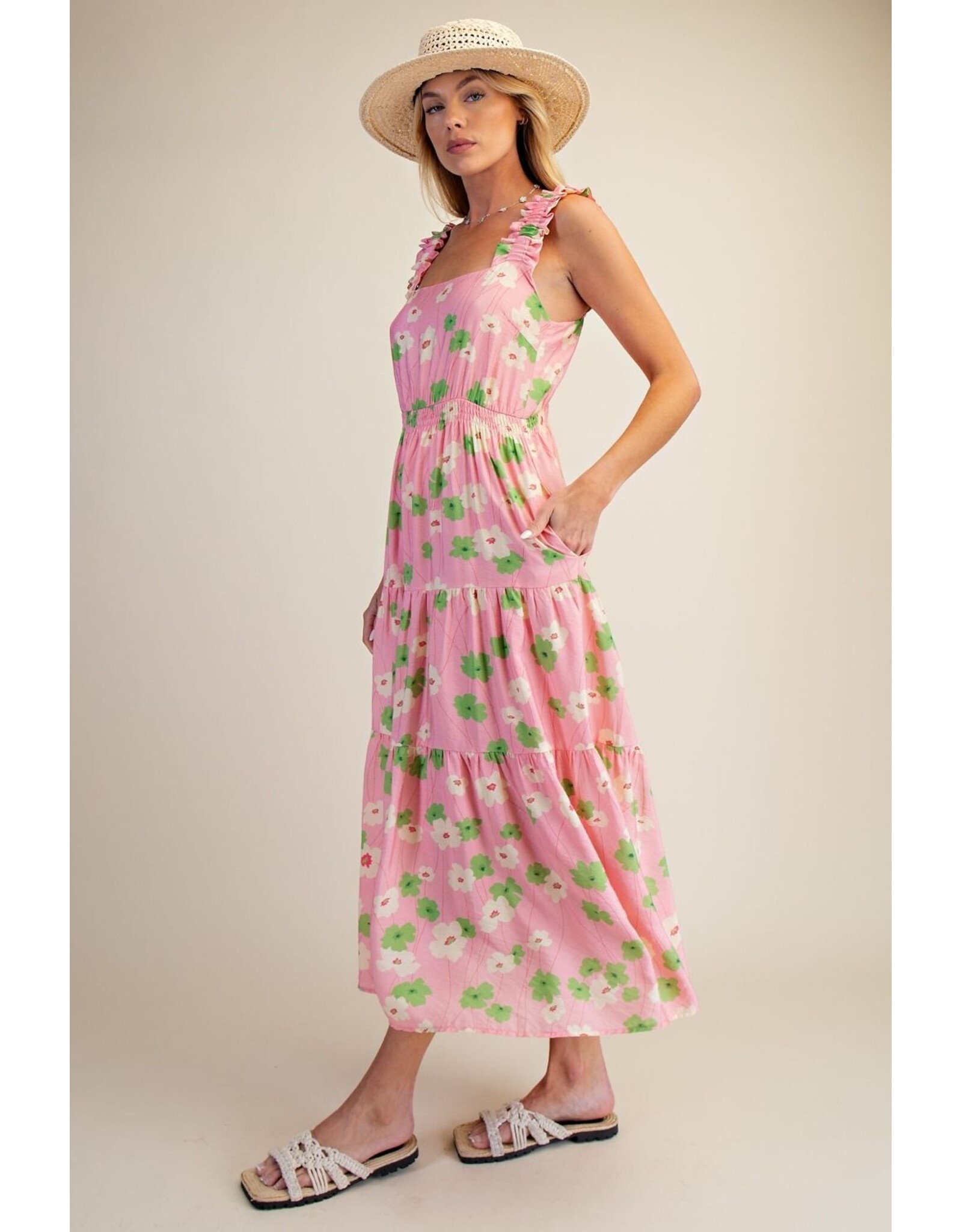 Serenity Pink Floral Midi Dress