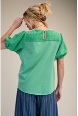 Selah Green Eyelet Sleeve Top
