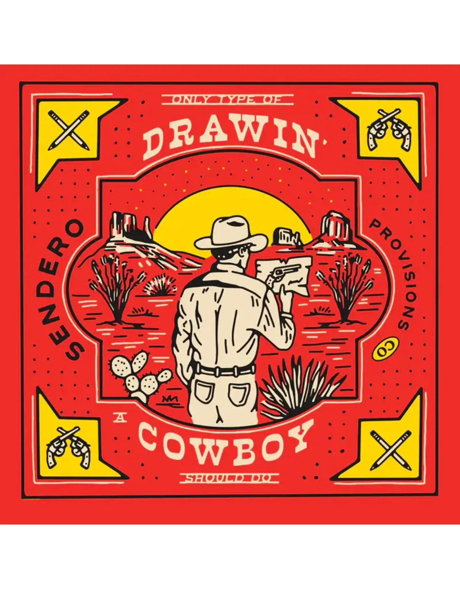Sendero Drawin' Cowboy Bandana Red