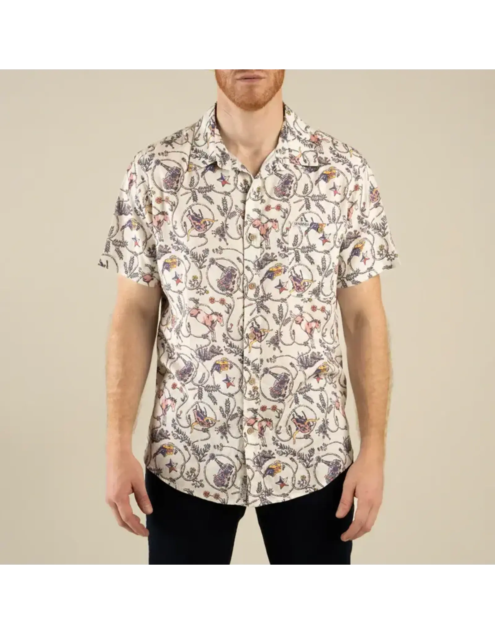 Sendero City Slicker Button Up Short Sleeve High Lonesome Ivory/Navy