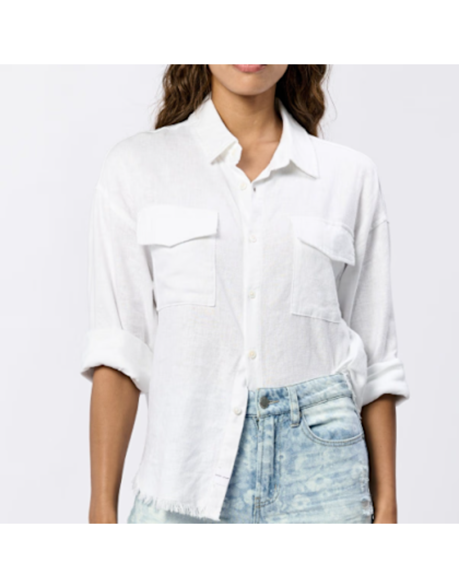 Dear John Denim Dear John Adrianna Frayed Hem Shirt White