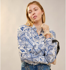 Lainey Western Long Sleeve Blue Button-Up Shirt