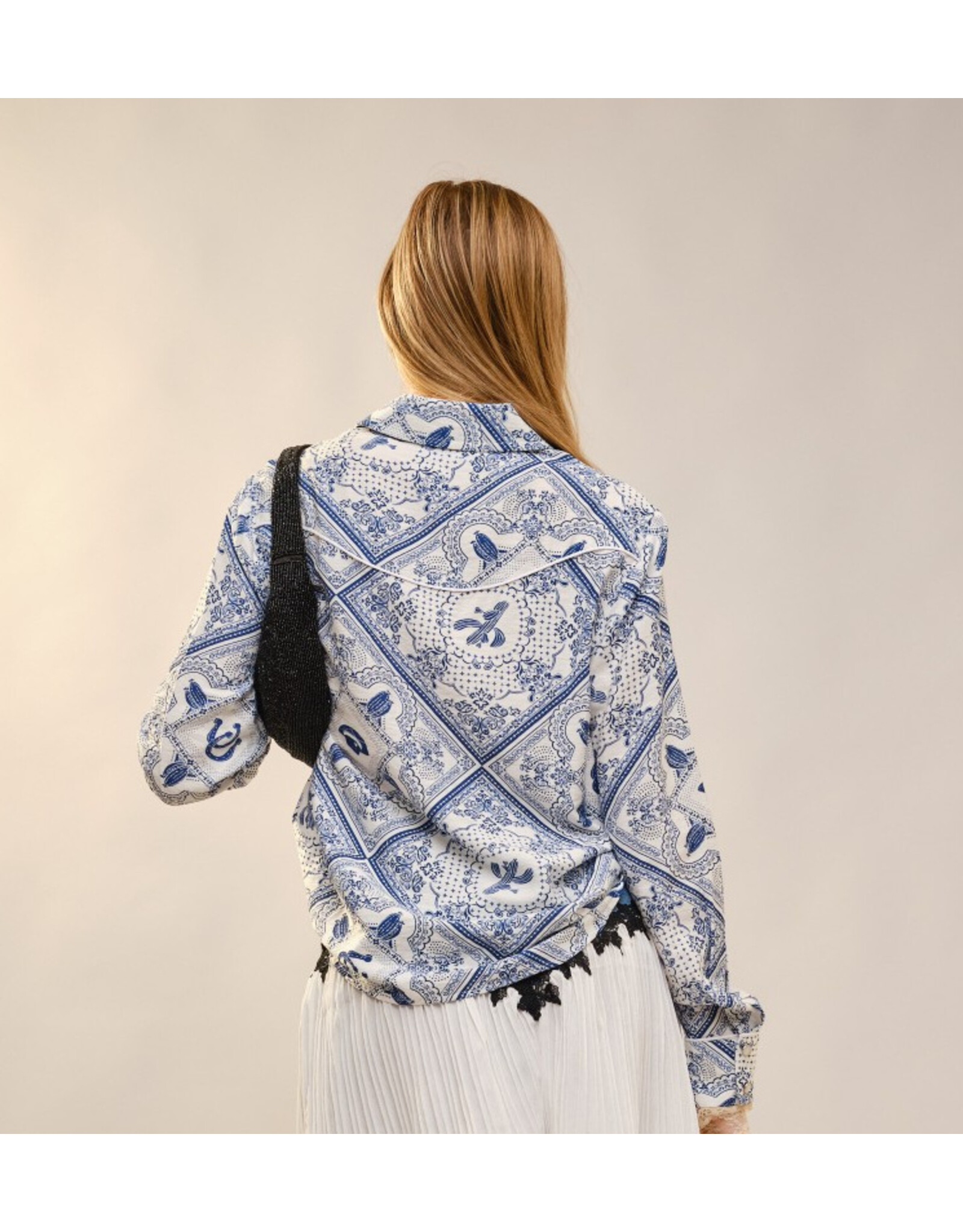 Lainey Western Long Sleeve Blue Button-Up Shirt