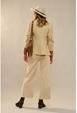 Dally Western Embroidery Ruched Sleeve Taupe Blazer