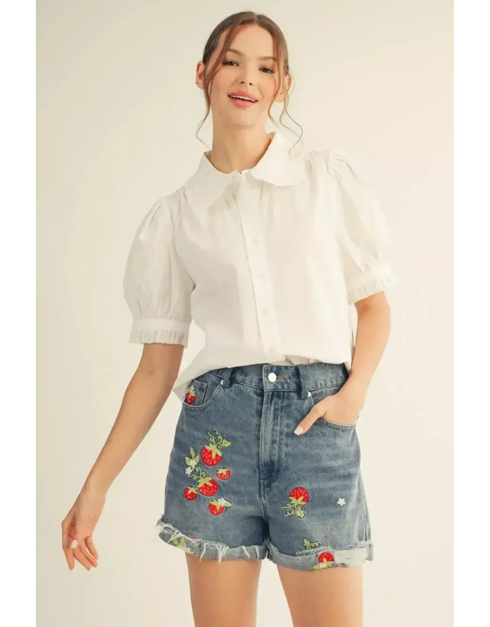 Teri White Ruffle Top