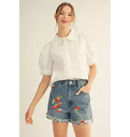 Teri White Ruffle Top