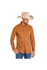 Rock & Roll Denim Rock & Roll Mens Solid Rust Woven Snap Button Shirt