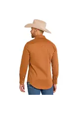 Rock & Roll Denim Rock & Roll Mens Solid Rust Woven Snap Button Shirt