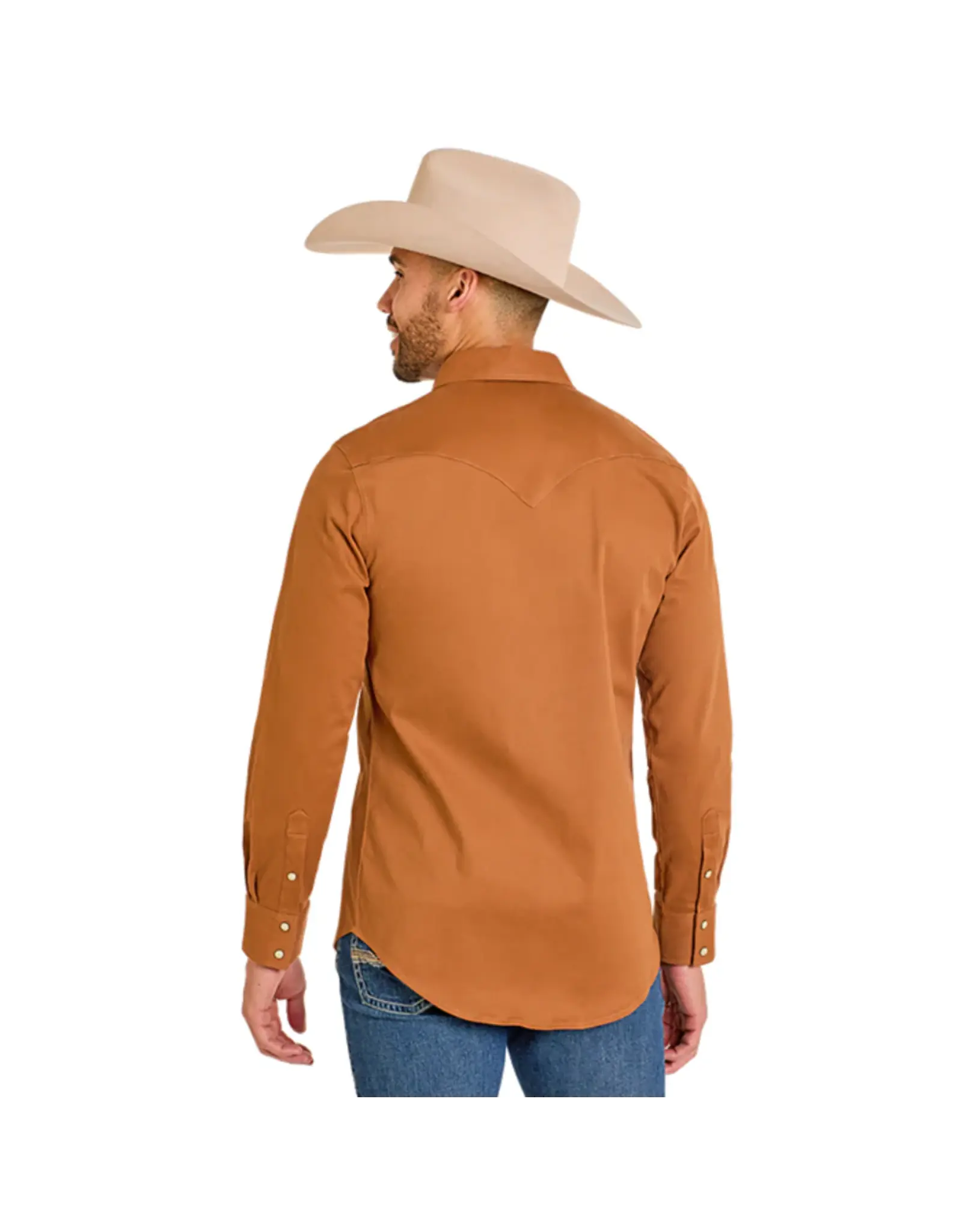 Rock & Roll Denim Rock & Roll Mens Solid Rust Woven Snap Button Shirt