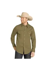 Rock & Roll Denim Rock & Roll Mens Solid Olive Woven Snap Shirt