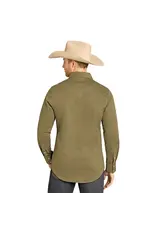 Rock & Roll Denim Rock & Roll Mens Solid Olive Woven Snap Shirt