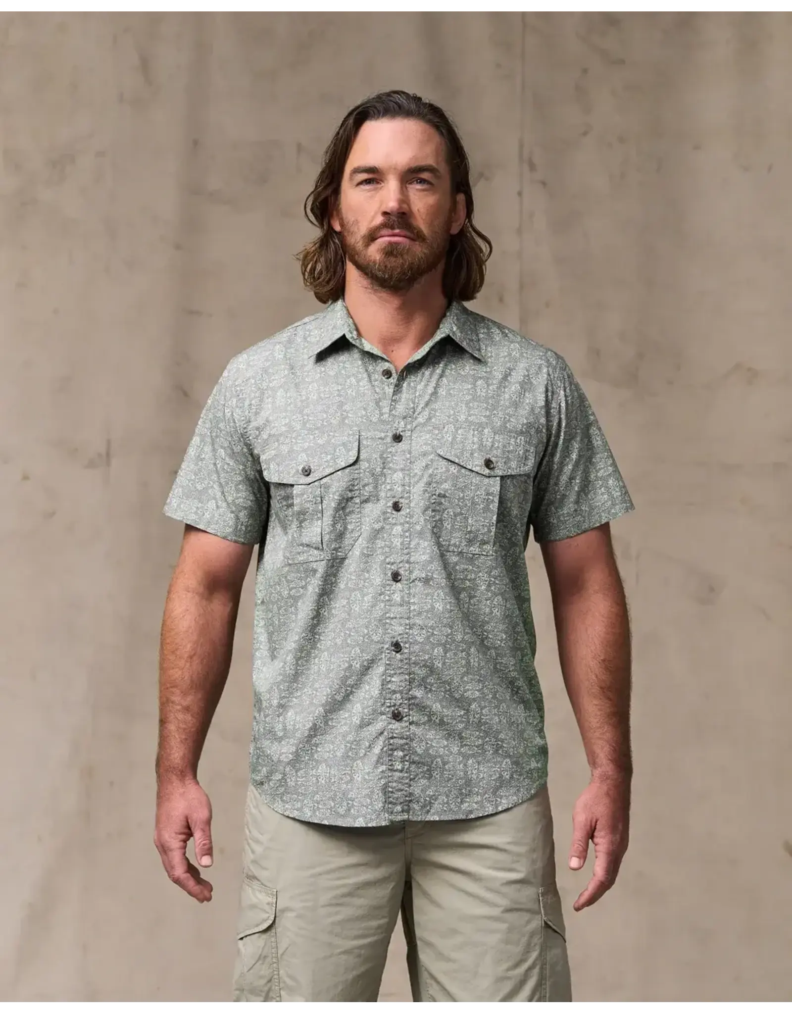 Filson Filson Washed Short Sleeve Feather Cloth Shirt Khaki Print