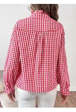Randa Gingham Ruffle Trim  Shirt