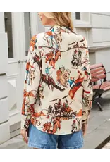 Retro Western Cowboy Print Shirt