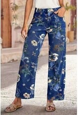 Francis Floral Print Staight Leg Blue Jeans