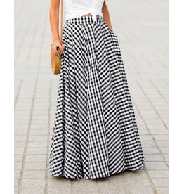 Bellah Black Gingham Maxi Skirt