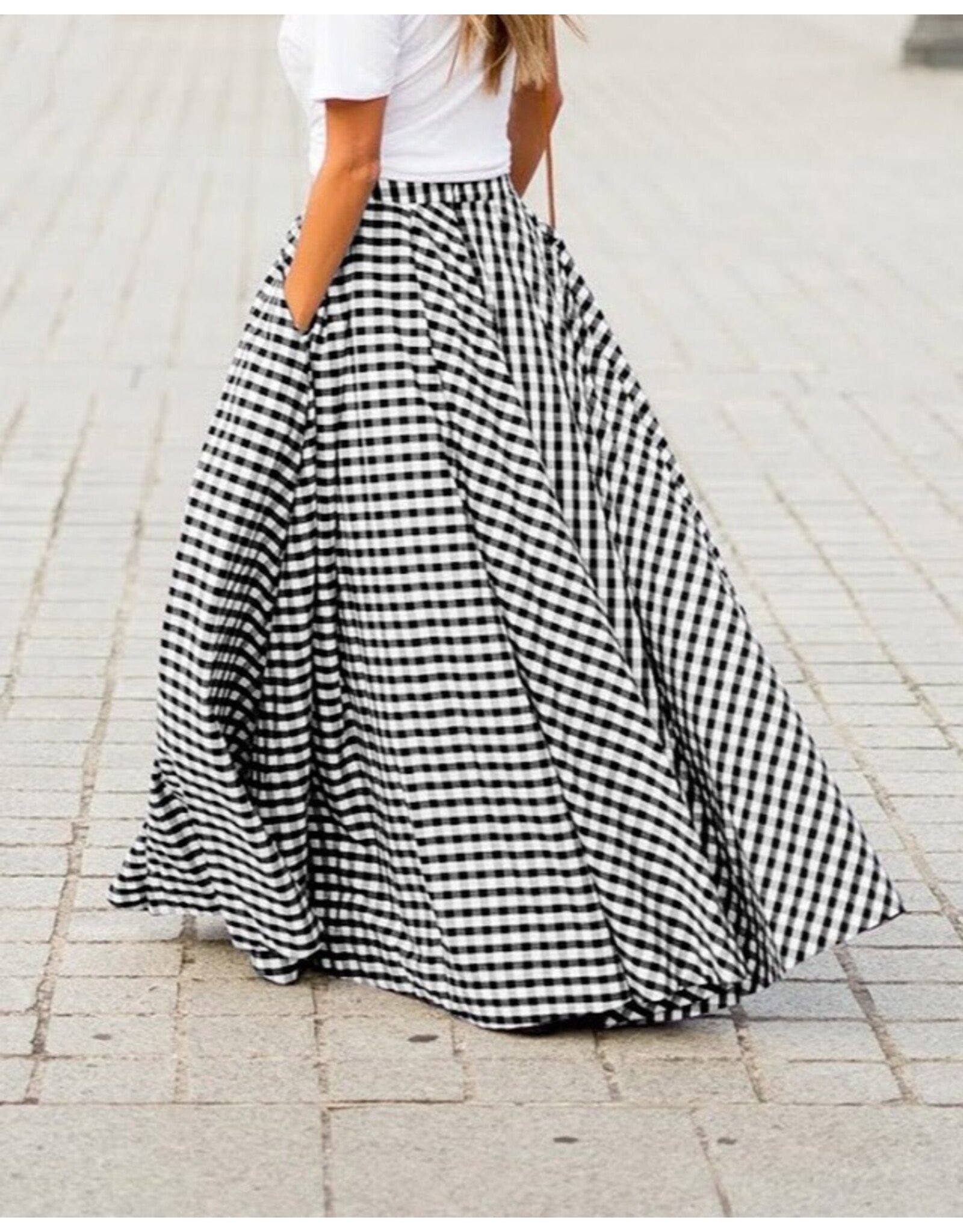 Bellah Black Gingham Maxi Skirt