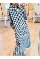 Georgette Gingham Long Maxi Shirt Dress