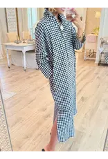 Georgette Gingham Long Maxi Shirt Dress
