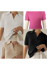 Caitlin Cable Knit Short Sleeve Sweater