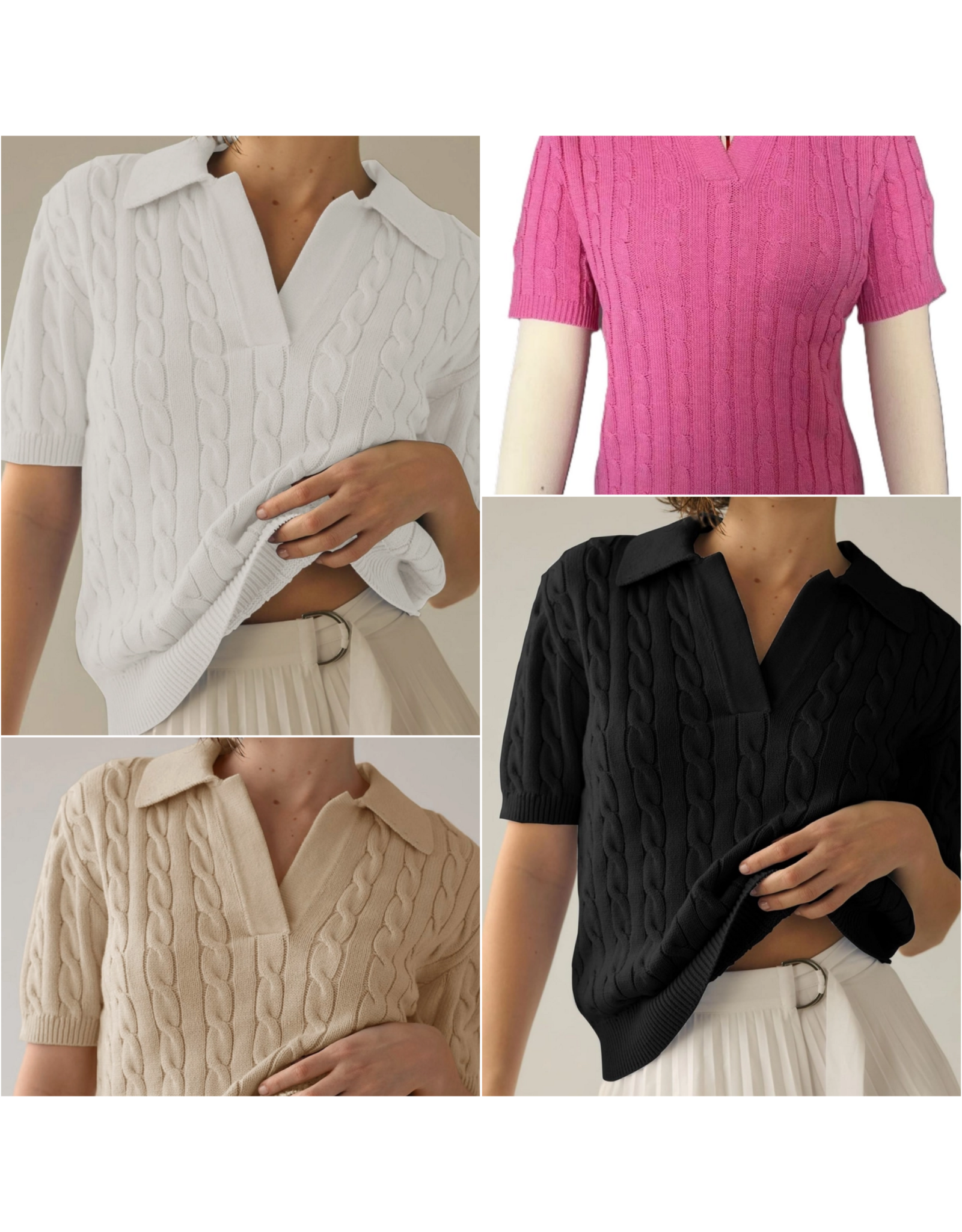 Caitlin Cable Knit Short Sleeve Sweater