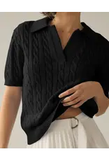 Caitlin Cable Knit Short Sleeve Sweater