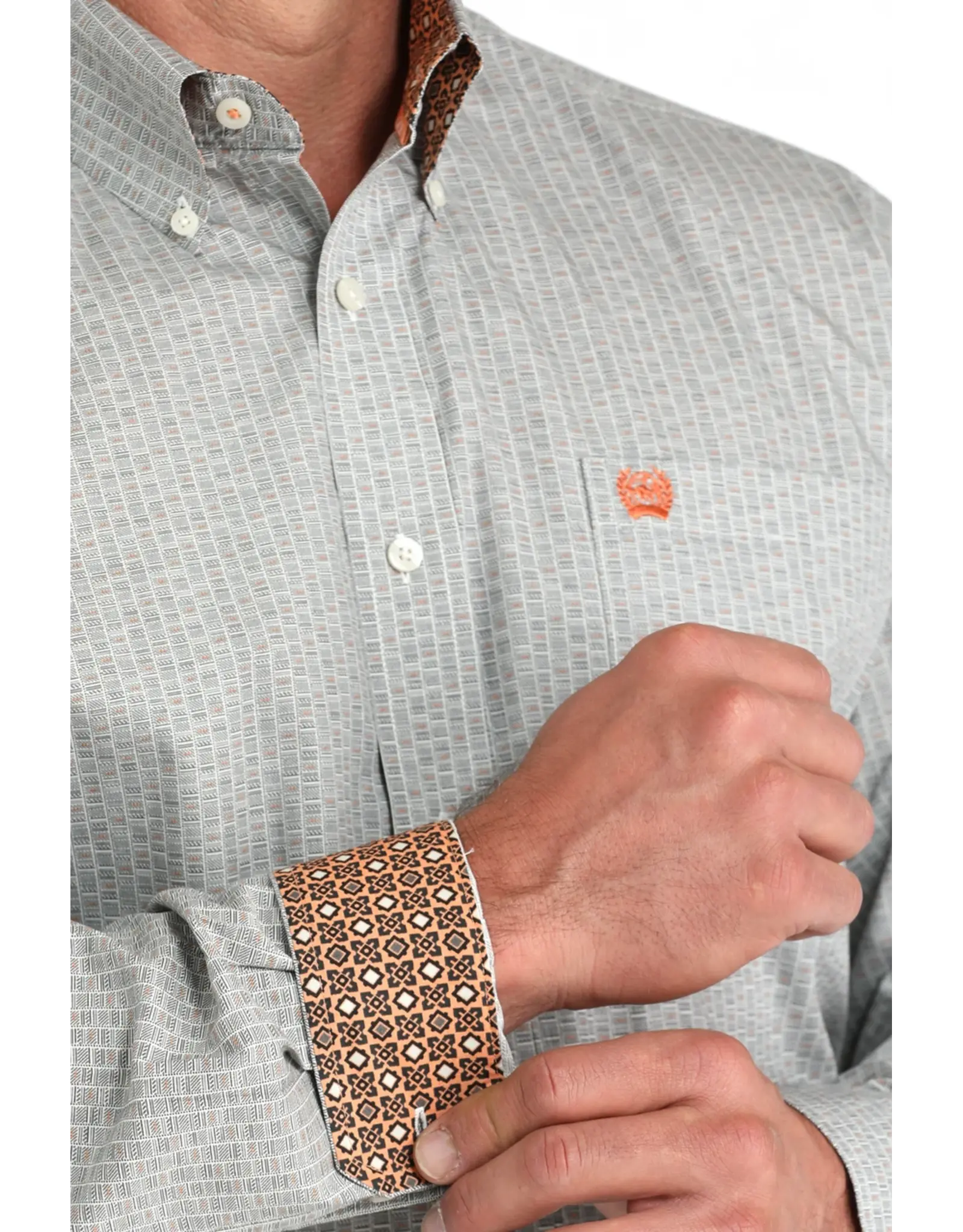 Cinch Cinch Men's Long Sleeve Cream Print Shirt