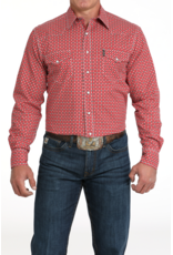 Cinch Cinch Red Geometric Print Pearl Snap Shirt