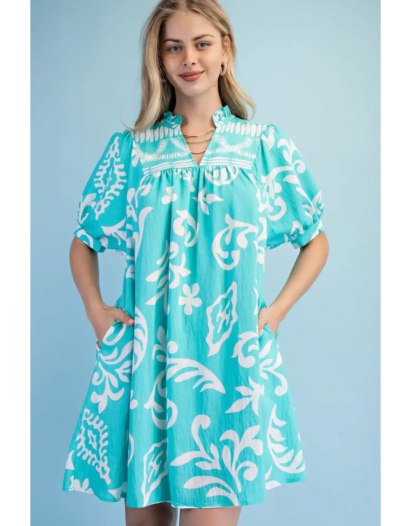 Allison Aqua Swing Dress