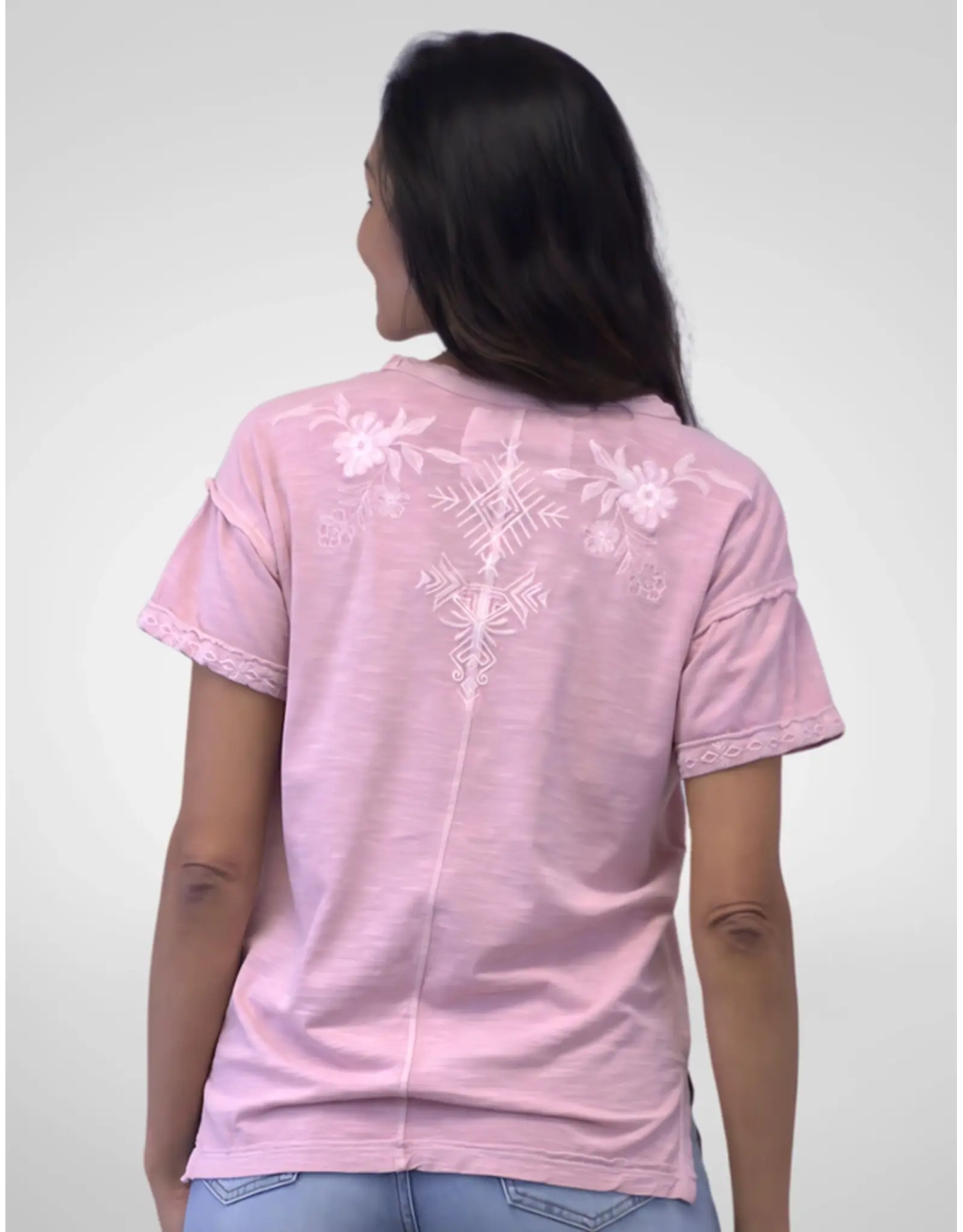 Caite Luca Embroidered Tee Pearl Pink