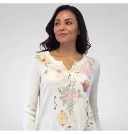 Caite Desiree Embroidered Top Ivory