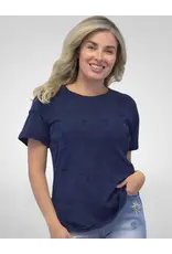 Caite Luca Embroidered Tee Deep Navy