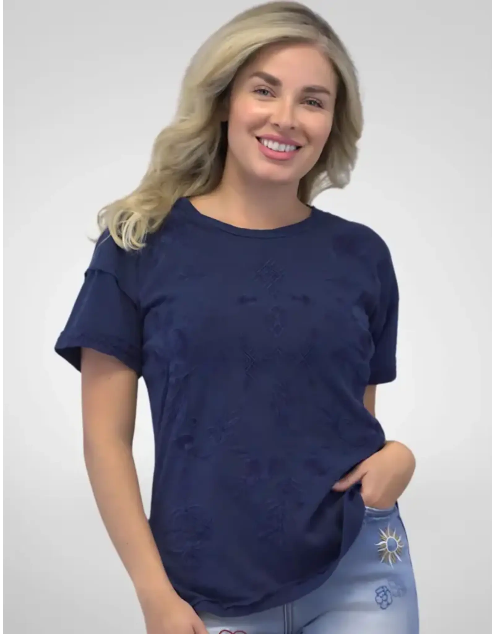 Caite Luca Embroidered Tee Deep Navy