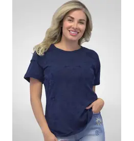 Caite Luca Embroidered Tee Deep Navy