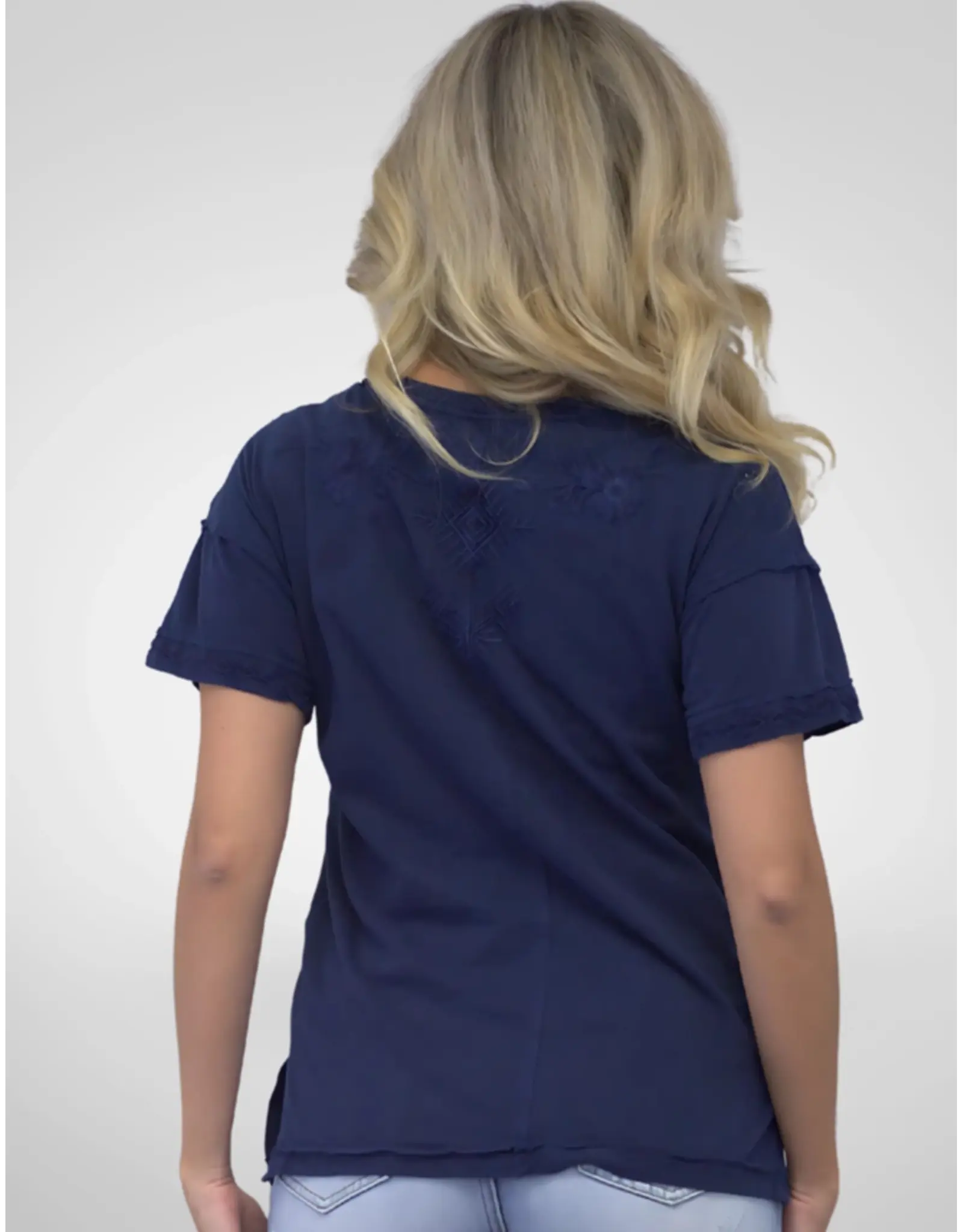 Caite Luca Embroidered Tee Deep Navy