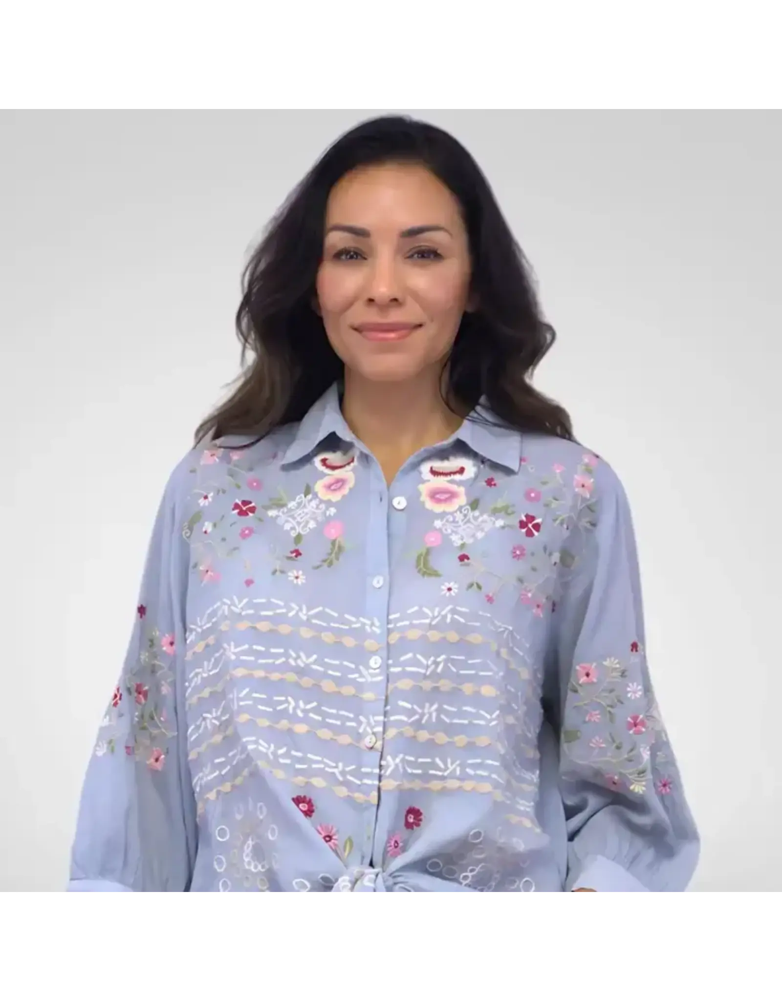 Kyla Seo Casey Blouse Blue Fog