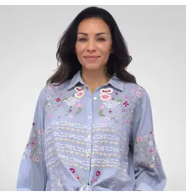 Kyla Seo Casey Blouse Blue Fog