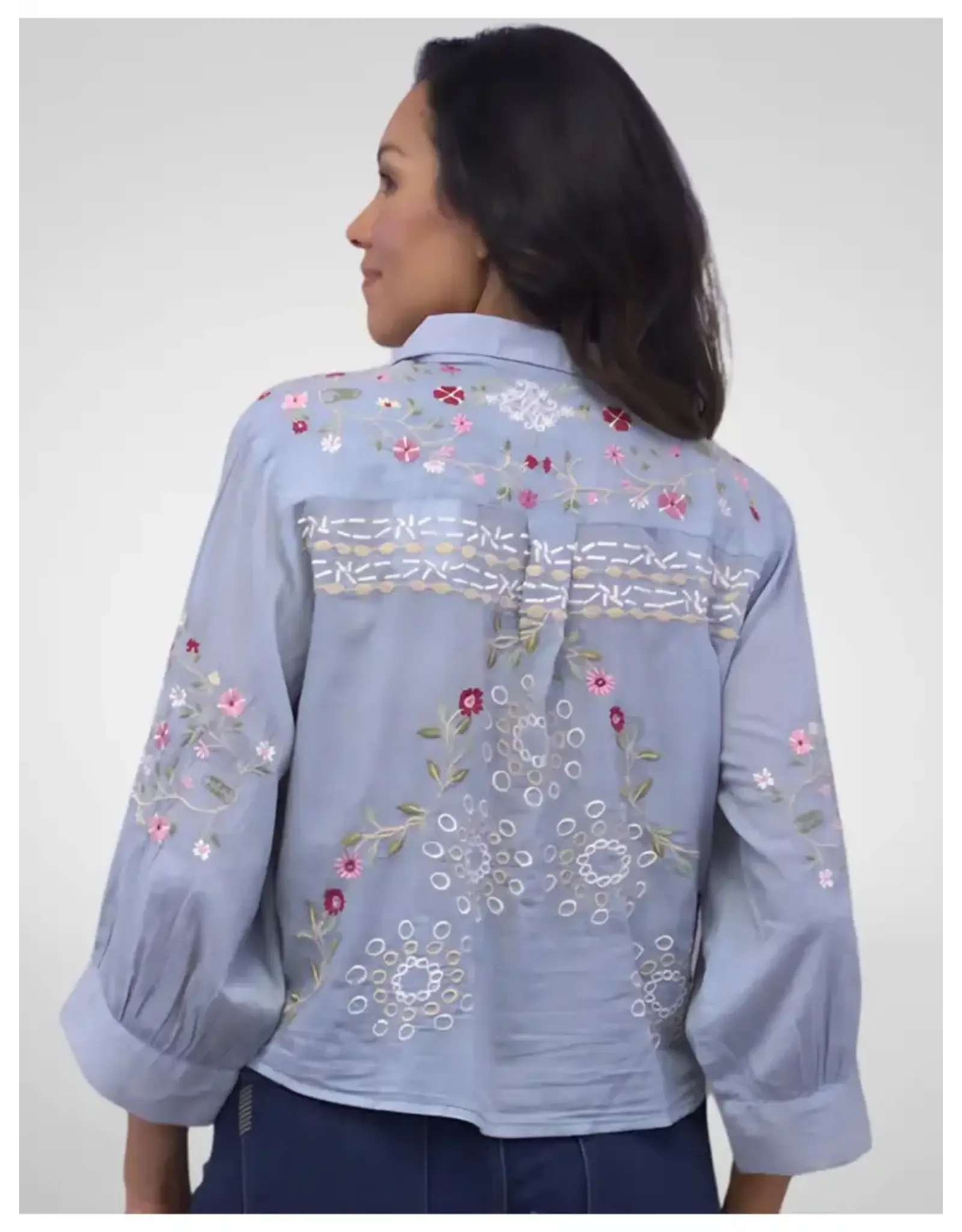 Kyla Seo Casey Blouse Blue Fog