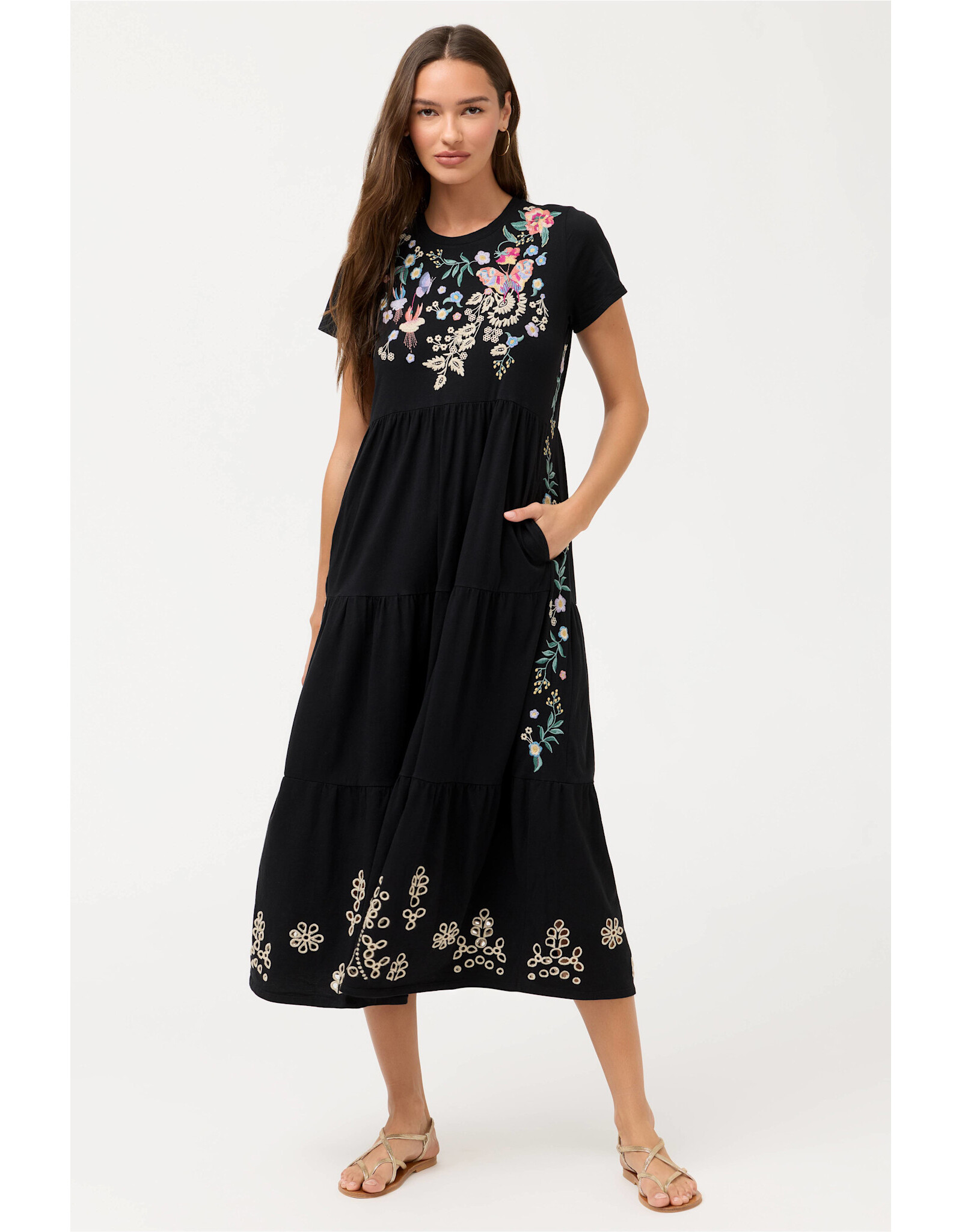 Johnny Was Johnny Was Arva Cap Sleeve Knit Eyelet Maxi Dress