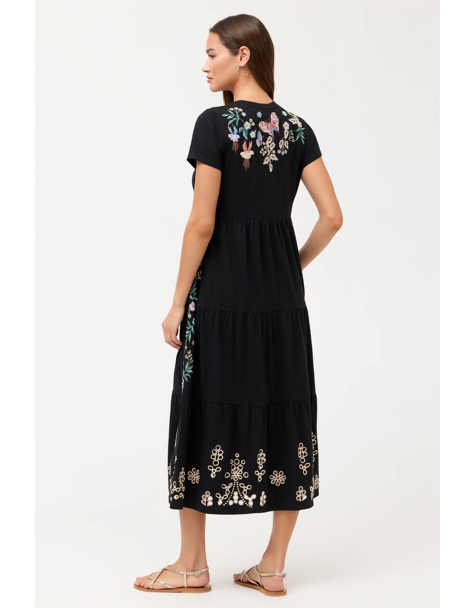 Johnny Was Johnny Was Arva Cap Sleeve Knit Eyelet Maxi Dress