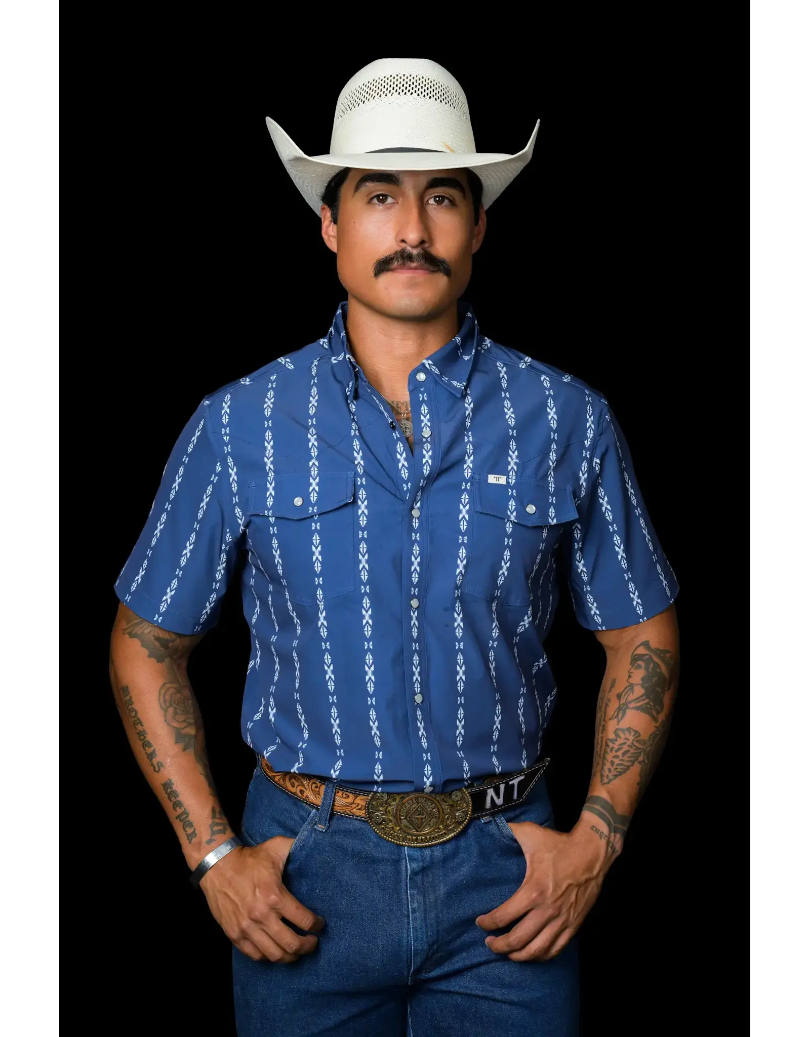 Ferrell The Maverick in Blue Short Sleeve Snap