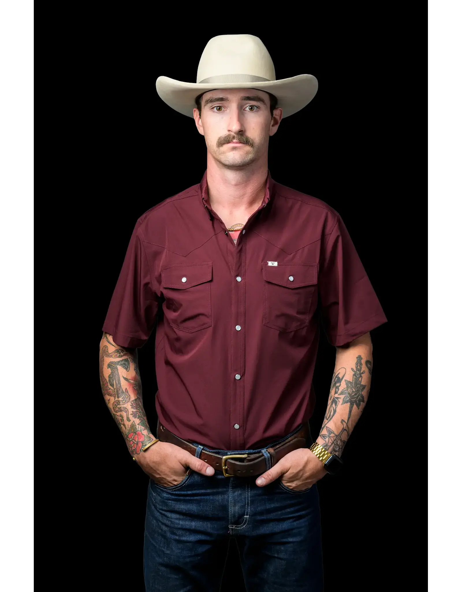 Ferrell CORE Maroon Short Sleeve Snap Shirt